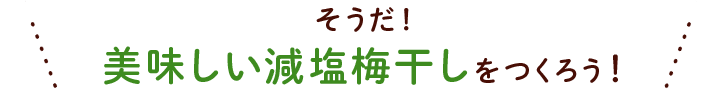 そうだ！美味しい減塩梅干しをつくろう！