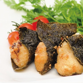 梅と山芋の磯部揚げ